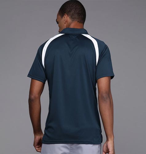 Men Navy Blue Solid Polo Collar Raglan-Sleeve Sports T-shirt